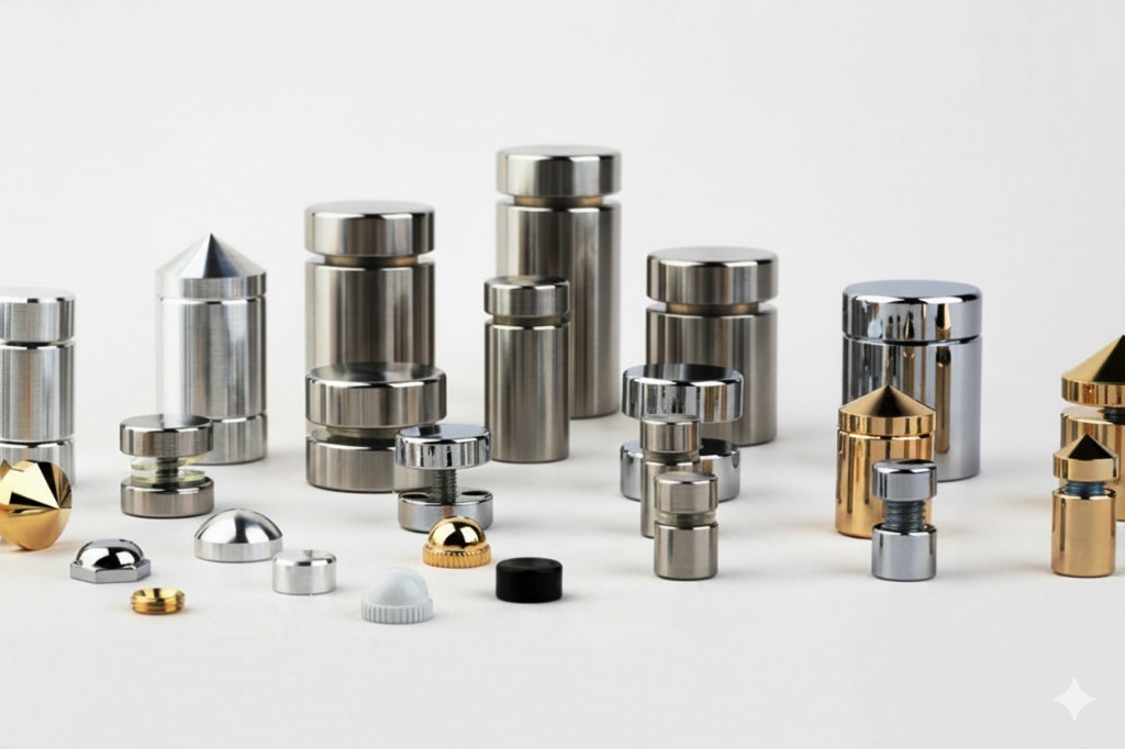 Acrylic panel mounted with metal standoffs