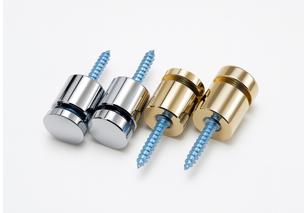 Special screw fixings in chrome and gold finishes