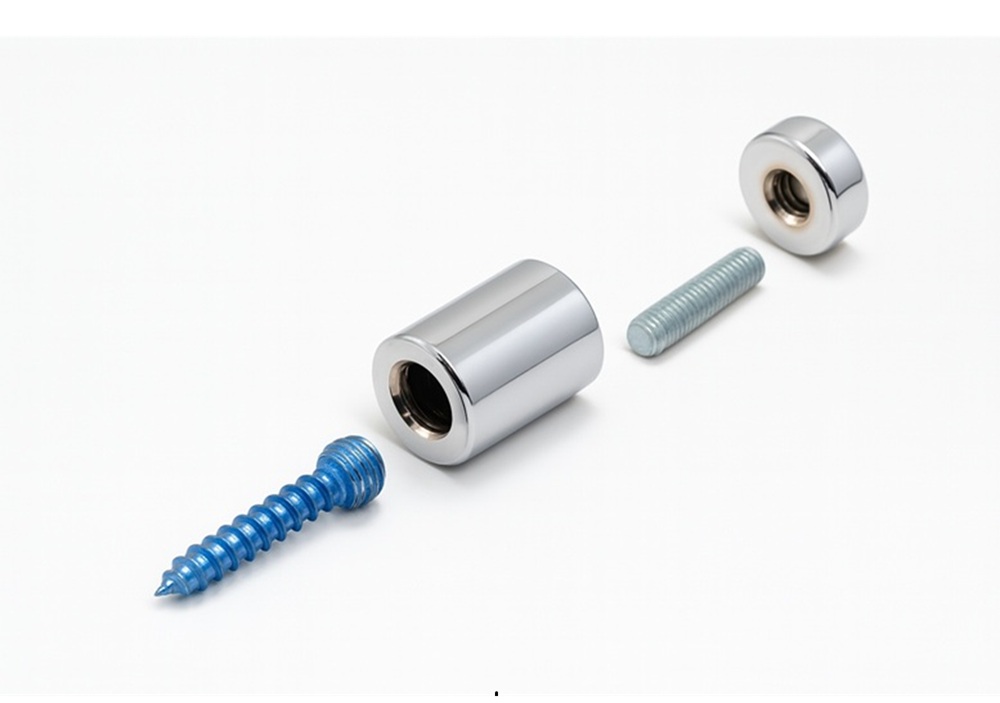 Exploded view of special screw fixing components